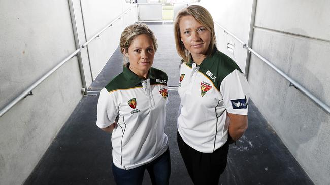 Senior Tiger Corrine Hall (left) hails from NSW alongside coach Salliann Briggs. Picture: Richard Jupe