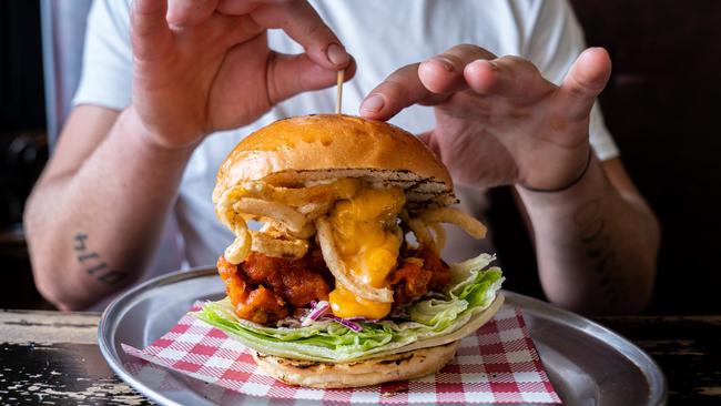 Stitch Bar’s fried chicken burger. Picture: Leigh Griffiths