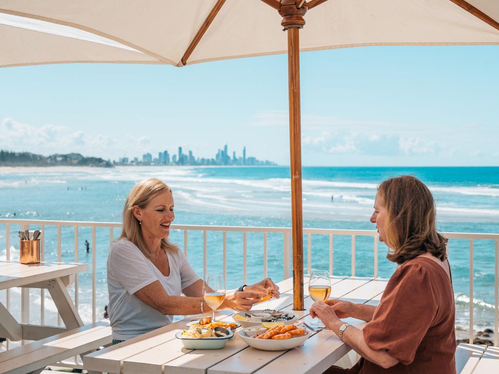 Lunch on the waterfront at the Burleigh Pavilion, Queensland. Picture: Jesse Lindemann