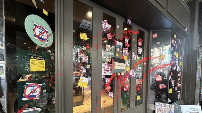 Starbucks on Swanston St remains closed after being targeted by pro-Palestinian protesters. Picture: Suzan Delibasic