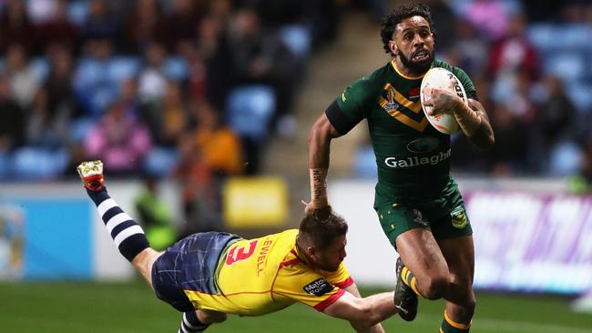 Josh Addo-Carr scored a breathtaking try for Australia against Scotland. Picture: Getty Images