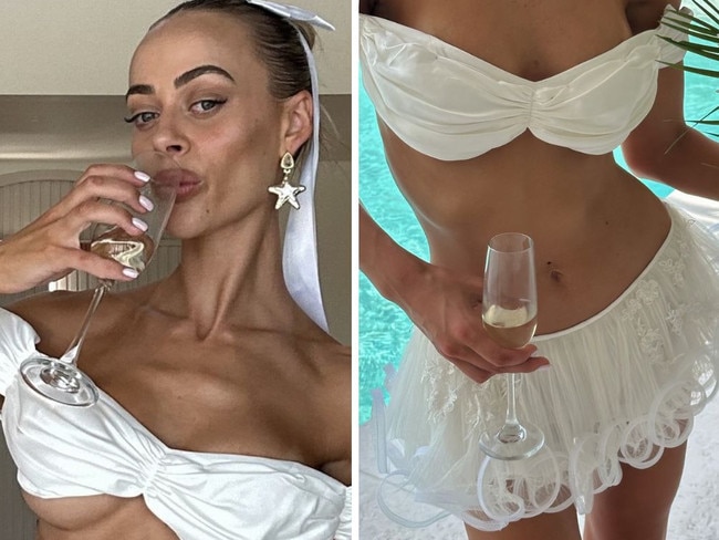 ‘What the hell?’: Bride-to-be flashes G-string at wild hens party. Picture: Instagram/EmDavies