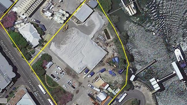 An aerial image of the site at 17 Skyring Tce, Teneriffe, which will soon hit the market. Image: CoreLogic/RP Data.