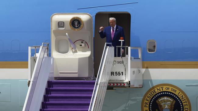 President Donald Trump arrives on Air Force One at King Khalid International Airport. Picture: AP /Alex Brandon