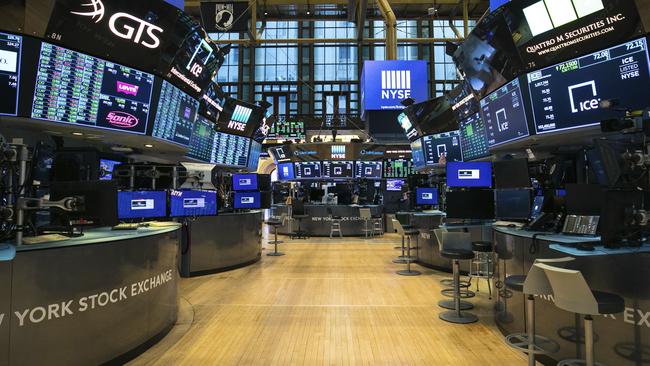 The unoccupied NYSE trading floor on March 24 Picture: AP