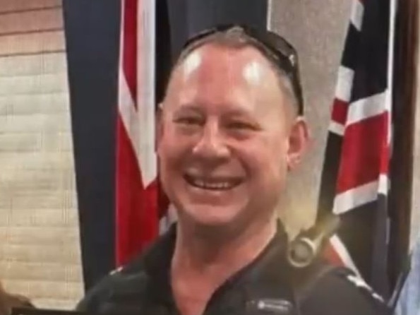 24/01/2025 Police officer Senior Constable Chris Leonard is trapped after a crash involving a police vehicle and a truck on the Cunningham Highway﻿ in Queensland's Scenic Rim. picture: 9 News