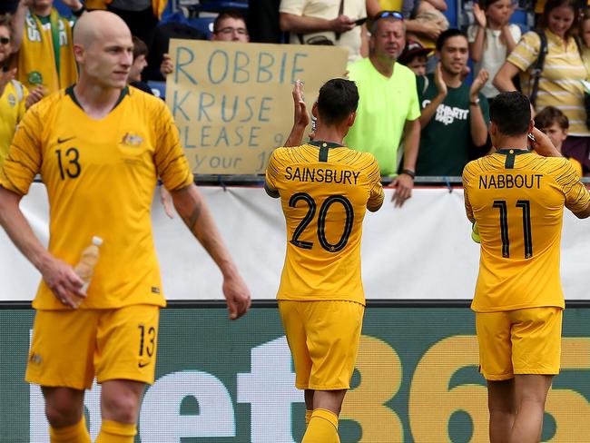 Socceroos after a friendly game against Czech Republic. Picture: Toby Zerna