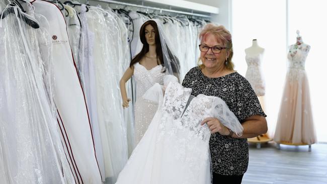 Wedding industry veteran Narelle Bennetts has opened Lovena Bridal Studio, a large bridal showroom selling dresses from budget to high end designs. Picture: Brendan Radke