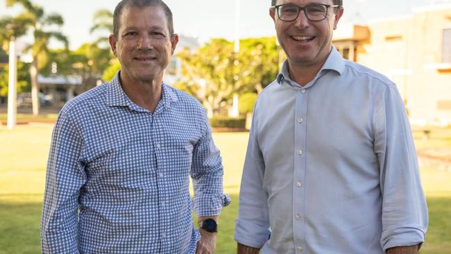 Hinkler LNP candidate David Batt with David Littleproud, Leader of The Nationals, and Federal Member for Maranoa.