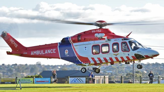 A boy has been flown to the Royal Children’s Hospital in a critical condition after being hit by a vehicle. Picture: Stephen Harman