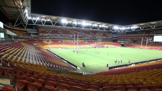 The game was played at an empty Suncorp Stadium. Picture: Getty Images