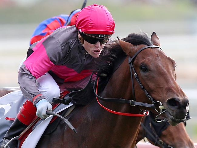 Warrnambool Grand Annual races. 04/05/2018.  Race 2. The No Fuss Event Hire 2yo Handicap. Tee Train ridden by Craig Williams wins the 2nd race   . Pic: Michael Klein