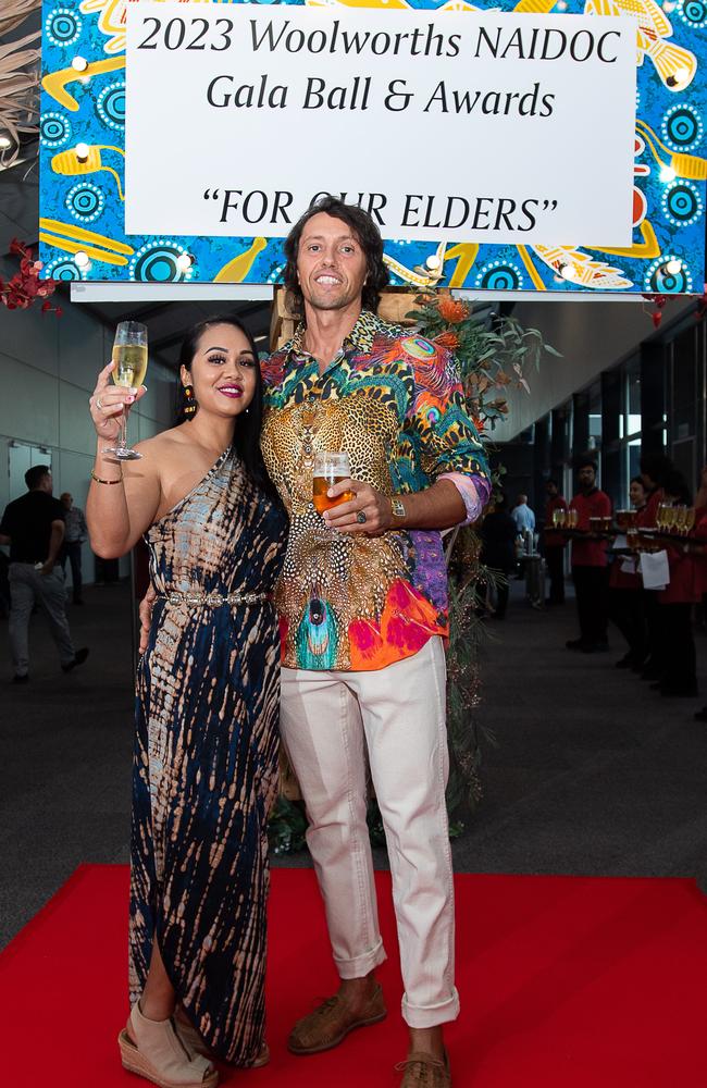 Myra Fordham and Samuel Fordham cheers to a successful NAIDOC week. Picture: Pema Tamang Pakhrin