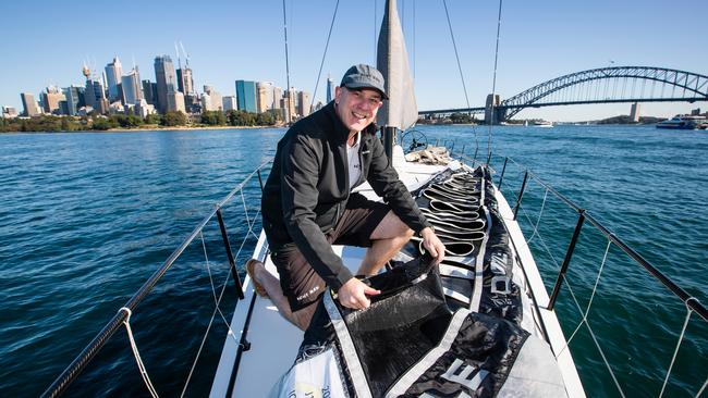 Matt Allen, skipper and owner of Rolex Sydney Hobart winner Ichi Ban, on Sydney Harbour. Picture: Ryan Osland