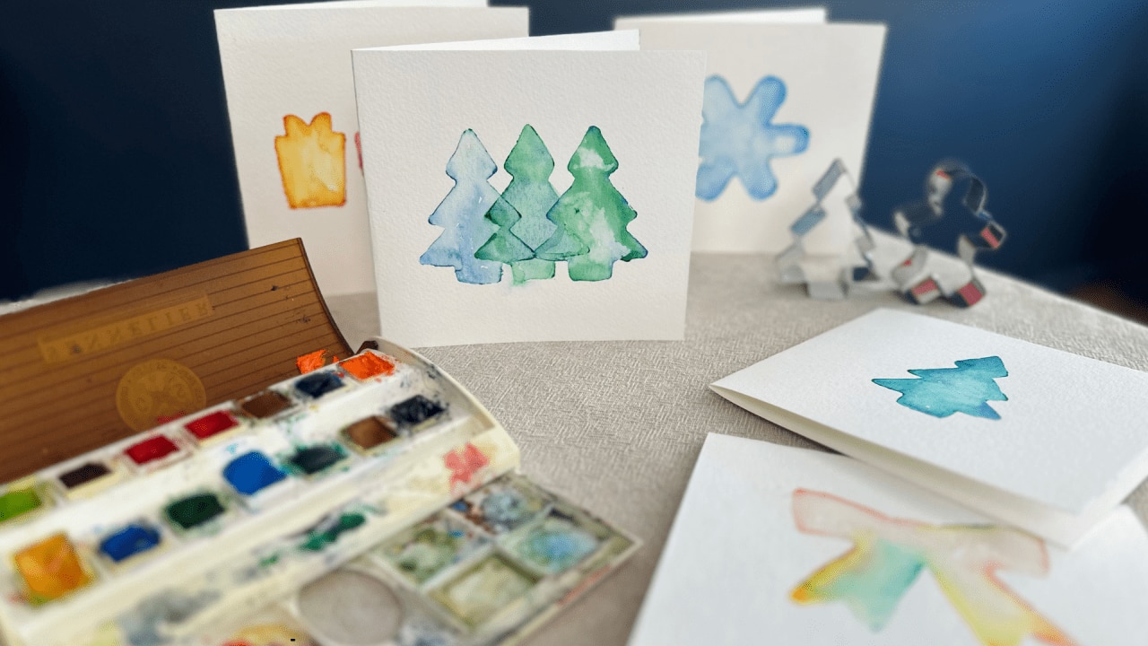 How to make watercolour Christmas cards. Image: Supplied