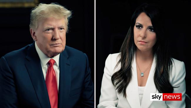 Donald Trump, left, during his interview with The Australian’s Sharri Markson.