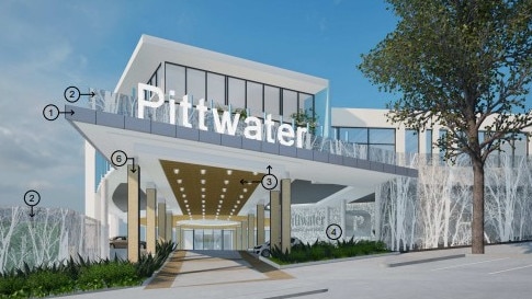 An artist's impression of the proposed new foyer entrance at Pittwater RSL Club at Mona Vale, which is part of a $7.5m upgrade bid to be decided by local planning authorities. Picture: Bergstrom Architects