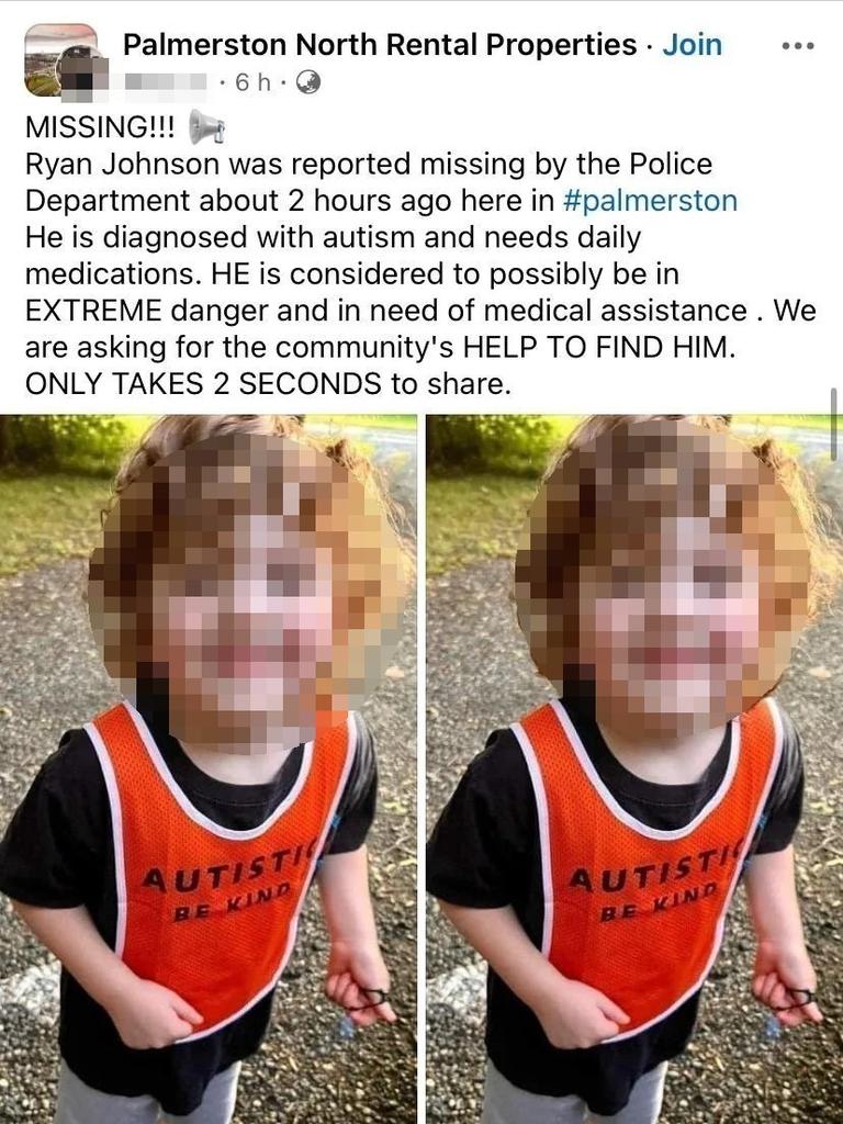 A fake alert about a missing child shared to a group in Darwin.