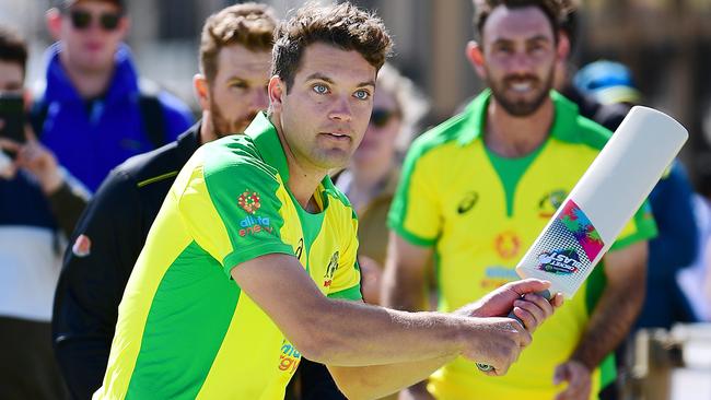 Alex Carey got his eye in at the season launch at Glenelg on Friday. Picture: Getty Images