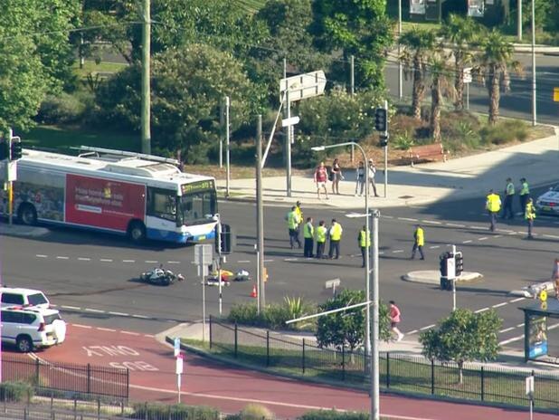 A man  has died after his motorbike collided with a bus in Sydney's east. Picture: Nine