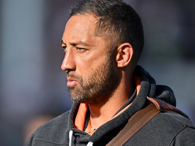 CHRISTCHURCH, NEW ZEALAND - FEBRUARY 18: Head Coach Benji Marshall of the Wests Tigers looks on following the NRL Pre-season challenge match between New Zealand Warriors and Wests Tigers at Apollo Projects Stadium on February 18, 2024 in Christchurch, New Zealand. (Photo by Kai Schwoerer/Getty Images)