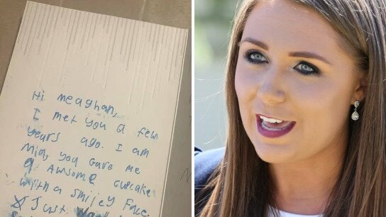 Meaghan Scanlon and a card from a young fan.