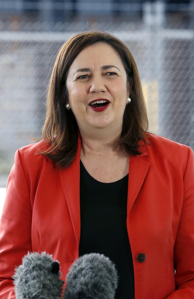 Premier Annastacia Palaszczuk speaking at a press conference today. Picture: Steve Pohlner