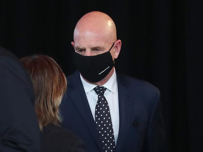 Premier Peter Gutwein has announced that masks will be mandatory in all indoor spaces in Tasmania from Tuesday. Picture: Nikki Davis-Jones