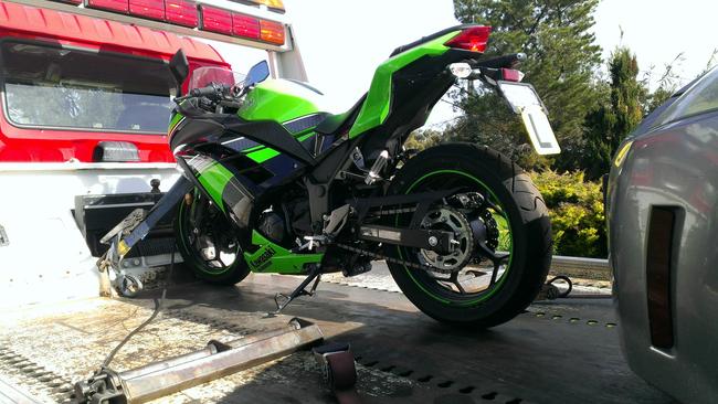 A motorcycle seized from Nicholas Lowe. Picture: Supplied