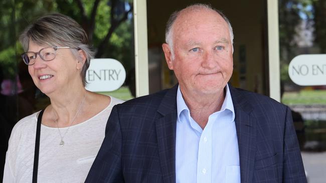 Former Renewal SA boss John Hanlon and his wife Jenny outside court. Picture: NCA NewsWire / David Mariuz