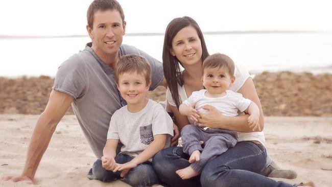 Damien and Melissa Little with sons Koda, 4 (front left) and Hunter, 10 months (front right). Damien, Koda and Hunter were killed when Damien drove himself and them off Port Lincoln's main wharf about 6am on January 4, 2016. Picture supplied by family.