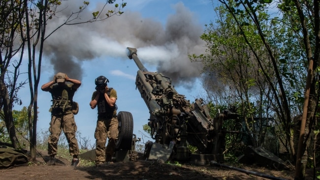 Ukrainian forces take a defensive position on the front line against attacks as Russia targets Kharkiv. Picture: Getty Images
