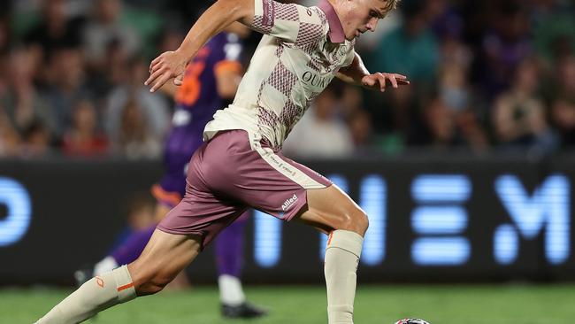 Sam Klein scored his first two goals in the A-League for the Brisbane Roar on his 21st birthday. Photo by Paul Kane/Getty Images