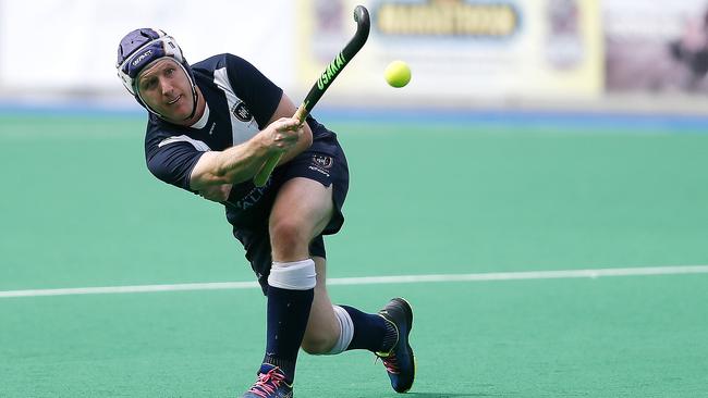 Derwent’s Torin Besterof flicks the ball forward during the first round of the premier league hockey season. Picture: MATT THOMPSON