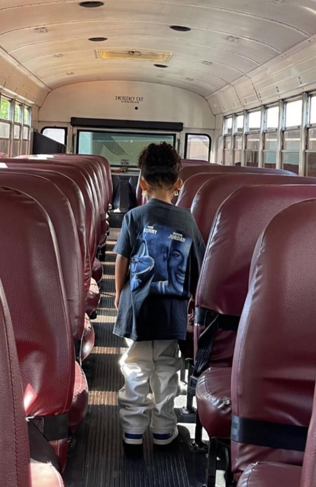 Stormi, 3, living out her dream of riding a school bus.