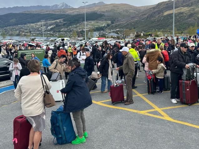 New Zealand's Queenstown airport has been evacuated over a bomb threat. Picture: 1News