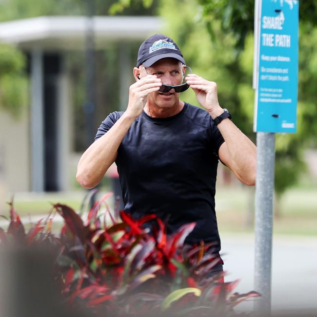 Stood-down cop Senior Sergeant Arron Ottaway out jogging on the Gold Coast after facing disciplinary action over a police pursuit. Picture: Nigel Hallett