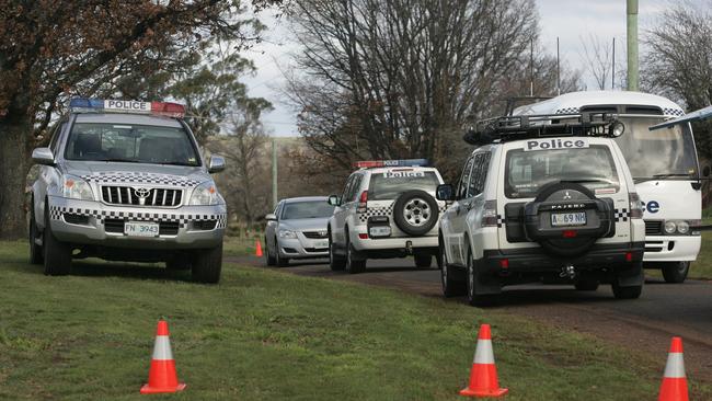 Shooting death of Shane Geoffrey Barker (36), shot a number of times at his home at 2 East Street in Campbell Town, Tasmania Police forensic officers at the crime scene. Picture: File