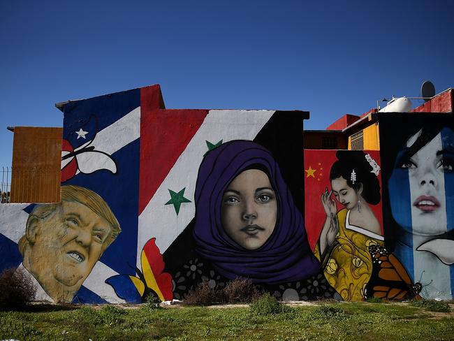 A mural of US President Donald Trump displayed on the side of a home in Tijuana, Mexico. Picture: Getty