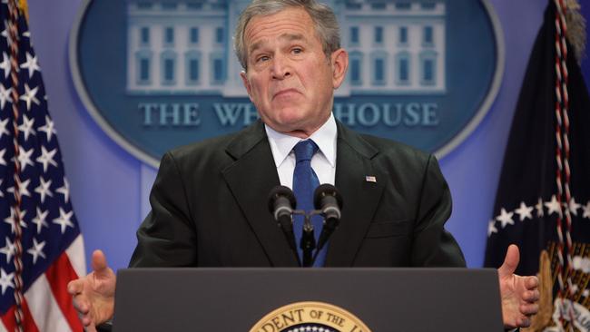 President George W Bush in the Brady Press room at the White House in 2007.