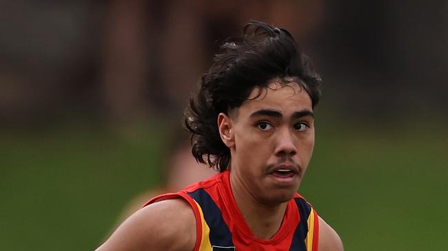 PERTH, AUSTRALIA - AUGUST 28: Jase Burgoyne of South Australia in action during the NAB AFL U19 Championships game between Western Australia and South Australia at Mineral Resources Park on August 28, 2021 in Perth, Australia. (Photo by Paul Kane/Getty Images)