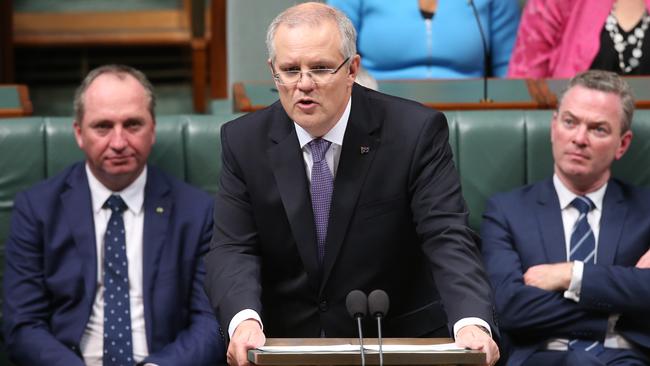 Scott Morrison delivering the 2017 Budget in parliament. Picture: Kym Smith