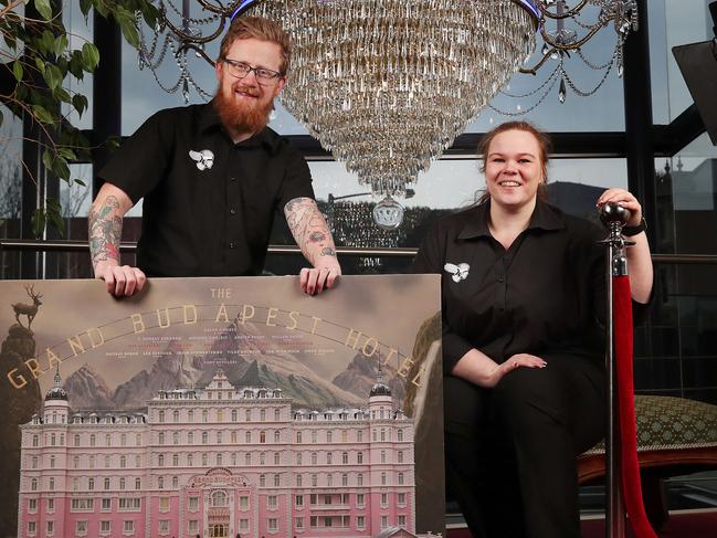 Chris Upton marketing manager and Elizabeth Nichols cafe supervisor.  The State Cinema in Hobart is marking 110 years by showing their 11 most popular films.  Picture: Nikki Davis-Jones