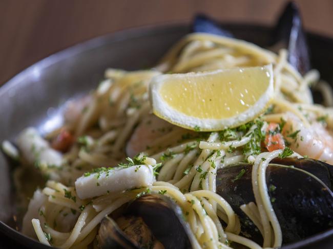 Spaghetti marinara at Maldini, Salamanca. Picture: Chris Kidd