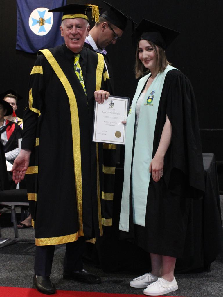 Emma Geal graduated with a Bachelor of Business (Management) at the CQUniversity graduation ceremony in Bundaberg on December 14, 2023.