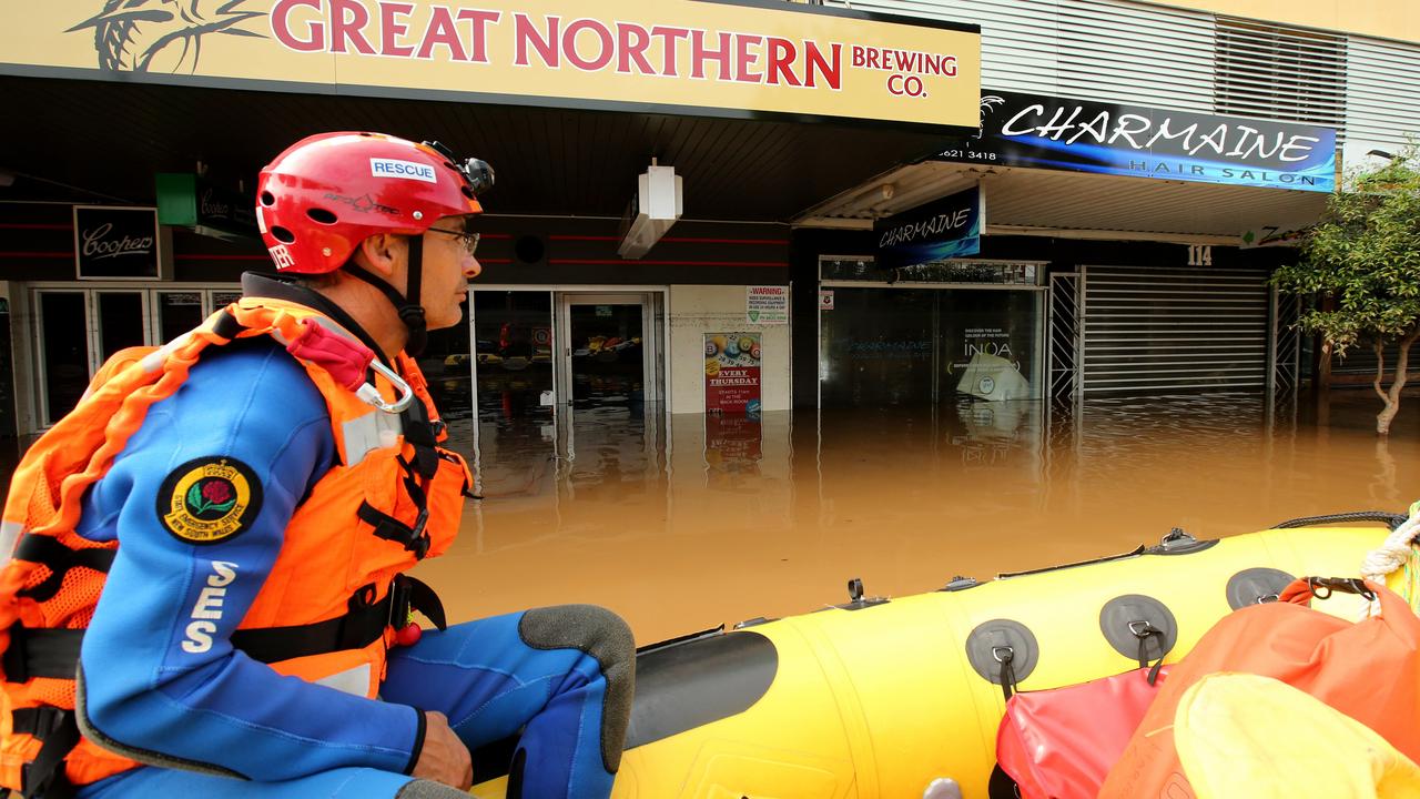 The streets of Lismore including the CBD have been inundated with floodwater after the Wilson River overtopped the flood levee. Picture: Nathan Edwards