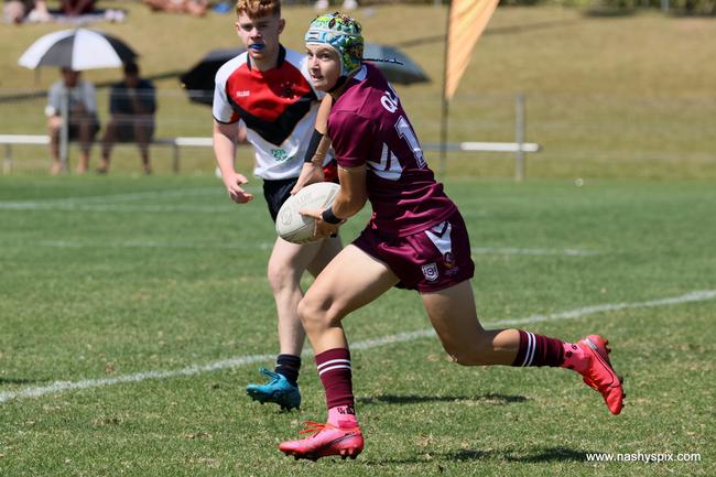 Queensland Maroon Charlie Webb during the ASSRL Under-15 boys grand final between NSWCIS and Queensland Maroon. Picture: nashyspix.com