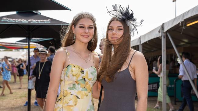 Ellie Quilkey and Taijah Babich at the 2023 Darwin Cup. Picture: Pema Tamang Pakhrin