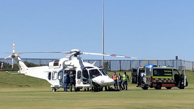 The woman was flown to hospital in a stable condition. Picture: Madeline Crittenden