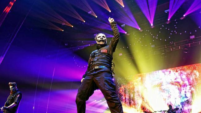 Slipknot frontman Corey Taylor during their set at the Brisbane Entertainment Centre. Picture: Asagai Images